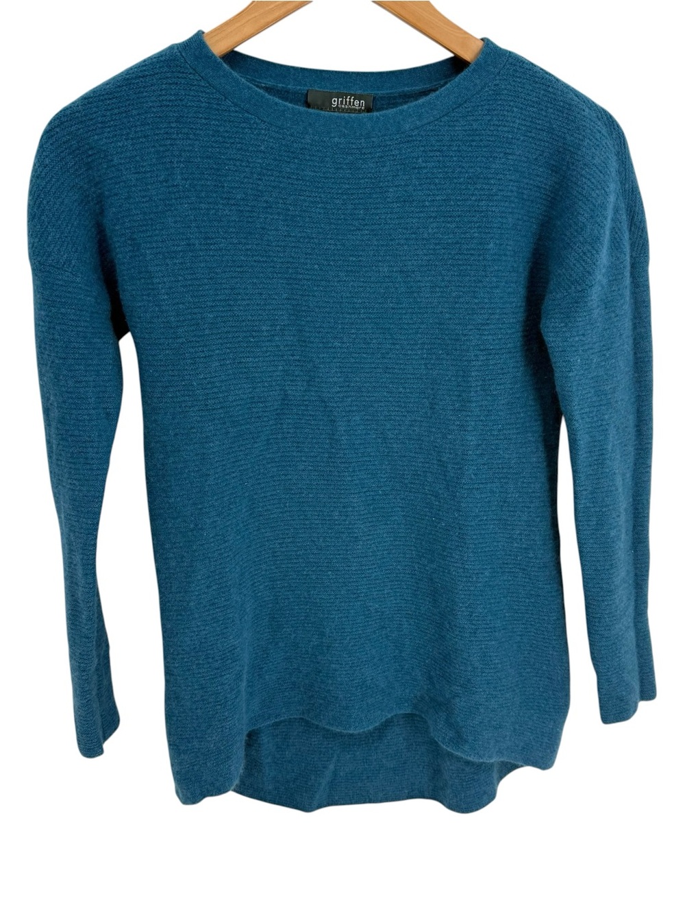 Griffen Cashmere Pullover Sweater Women's Size Small Blue-green Rib-knit